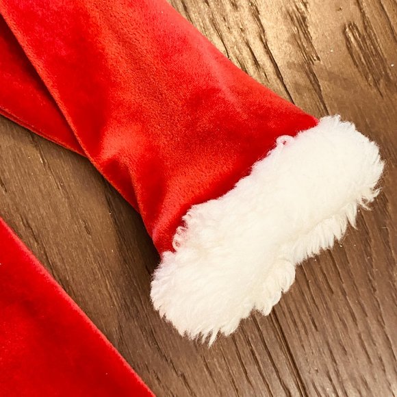 Toddler Size 2 Red Velveteen Christmas Fancy Dress with White Furry Edges - Picture 3 of 5
